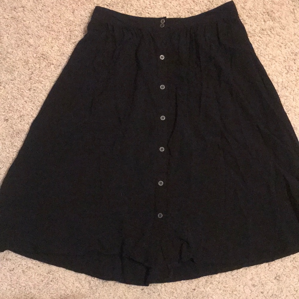 Black F21 midi length A-line skirt